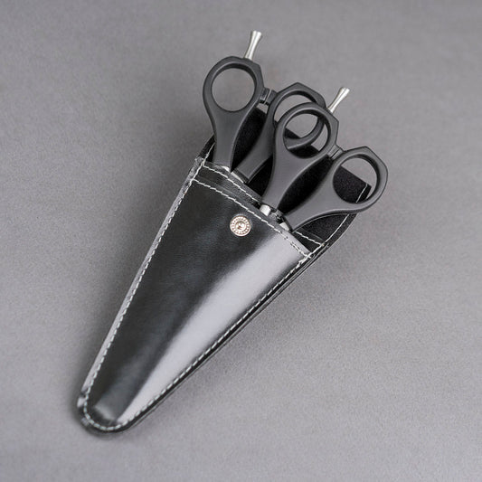 SET TIJERAS BARBERIA MANGO PLASTICO NEGRO 6 PULGADAS