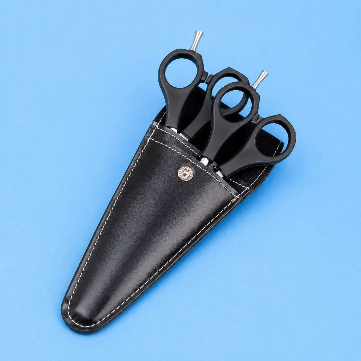 SET TIJERAS BARBERIA MANGO PLASTICO NEGRO 6 PULGADAS