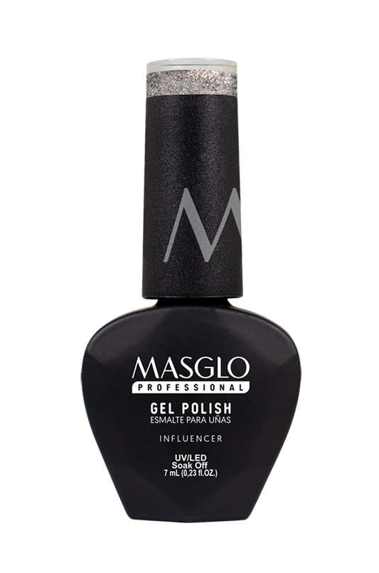 INFLUENCER - ESMALTE SEMIPERMANENTE MASGLO PROFESSIONAL GEL POLISH 7 ML EFECTO METALIZADO - GAMA GRIS