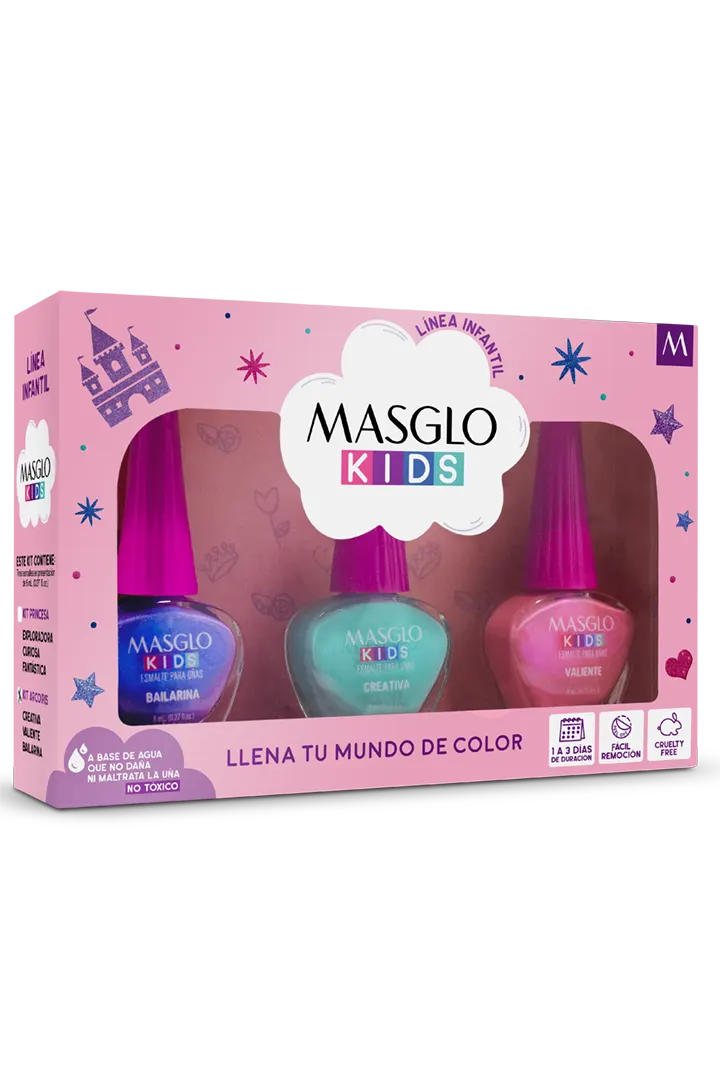 ESMALTE MASGLO KIDS KIT 1 ARCOÍRIS CAJA 8ML