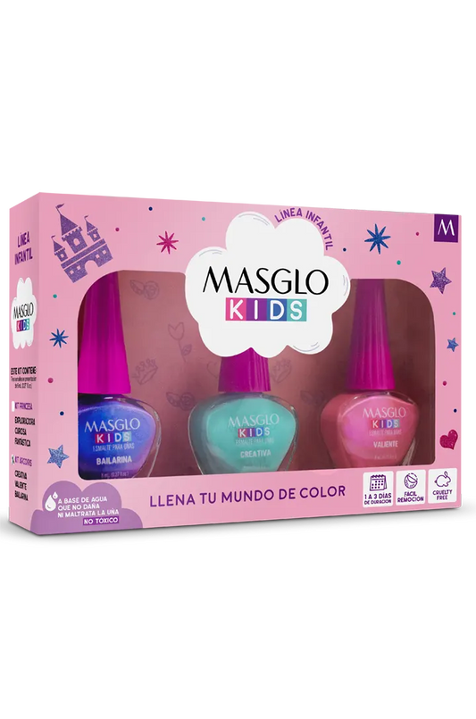 ESMALTE MASGLO KIDS KIT 1 ARCOÍRIS CAJA 8ML